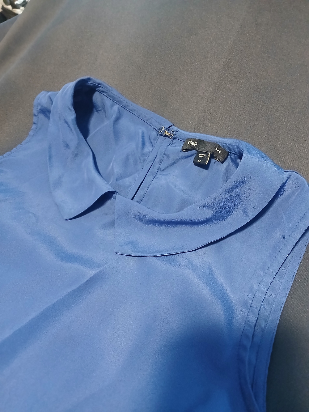 GAP Satin-Like Sleeveless Blouse in Blue
